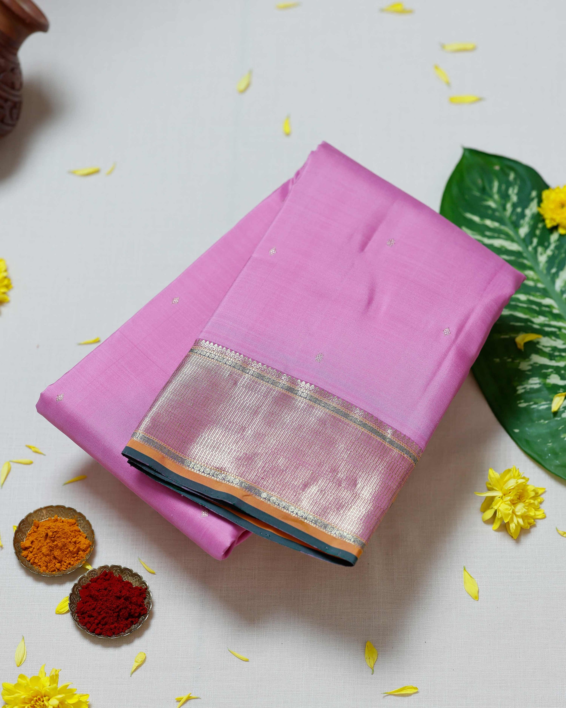 Kanchipuram Pure Silk Saree with Elegant Gold Zari Border & Subtle Butti Weave - Pink