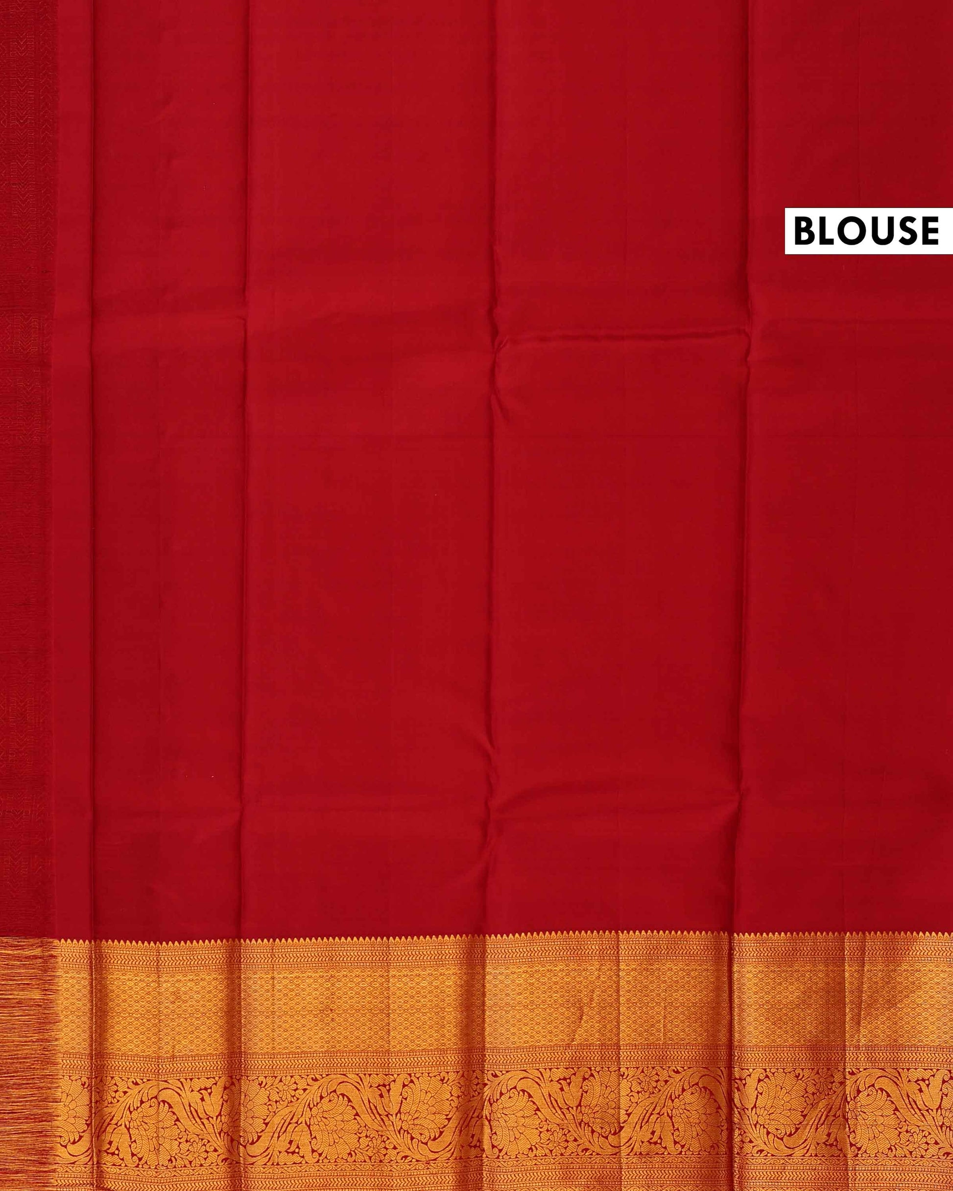 Kanchipuram Pure Silk Saree with Intricate Zari Border and Traditional Motifs - Pallu-Red