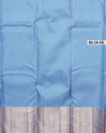 Elegant Kanchipuram Pure Silk Saree with Intricate Zari Weave - Blue-Close Up