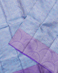 Kanchipuram Pure Silk Saree with Intricate Zari Weave & Traditional Motifs - Blue-Close Up