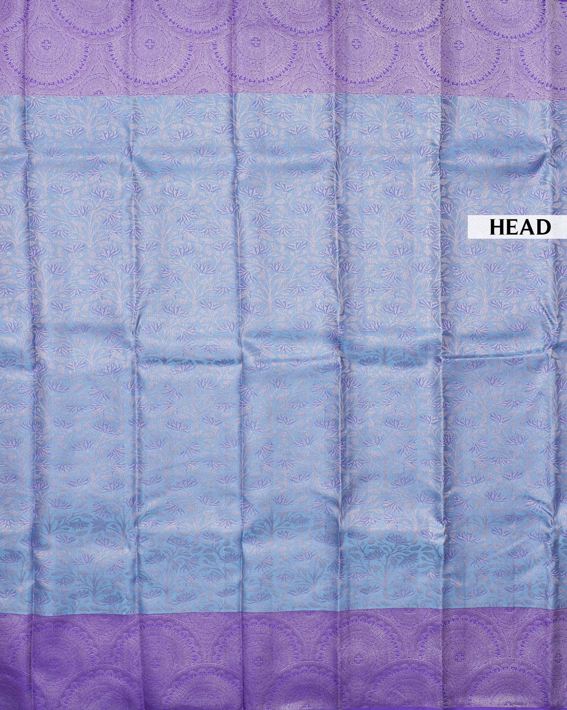 Kanchipuram Pure Silk Saree with Intricate Zari Weave & Traditional Motifs - Blue-Head