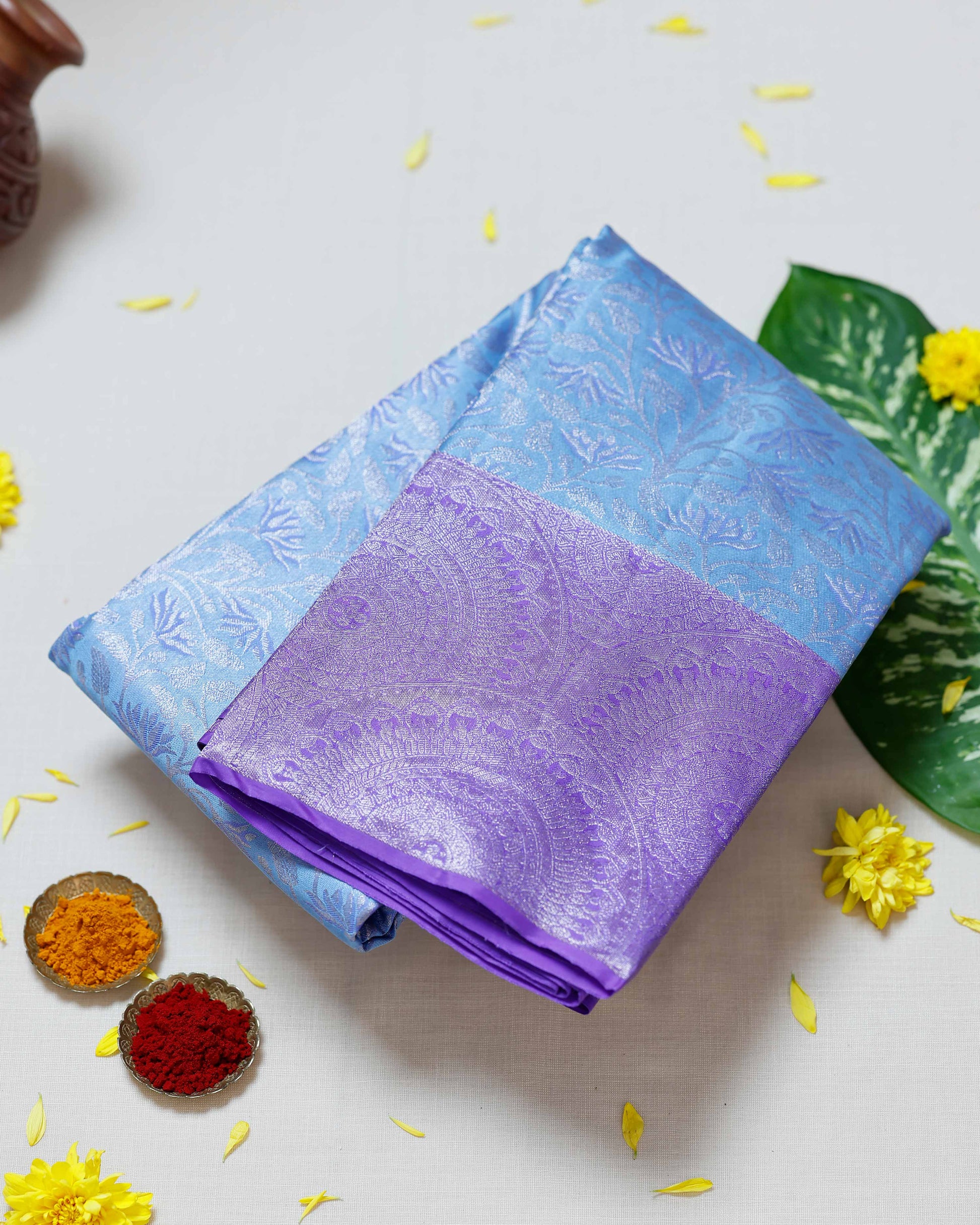 Kanchipuram Pure Silk Saree with Intricate Zari Weave & Traditional Motifs - Blue