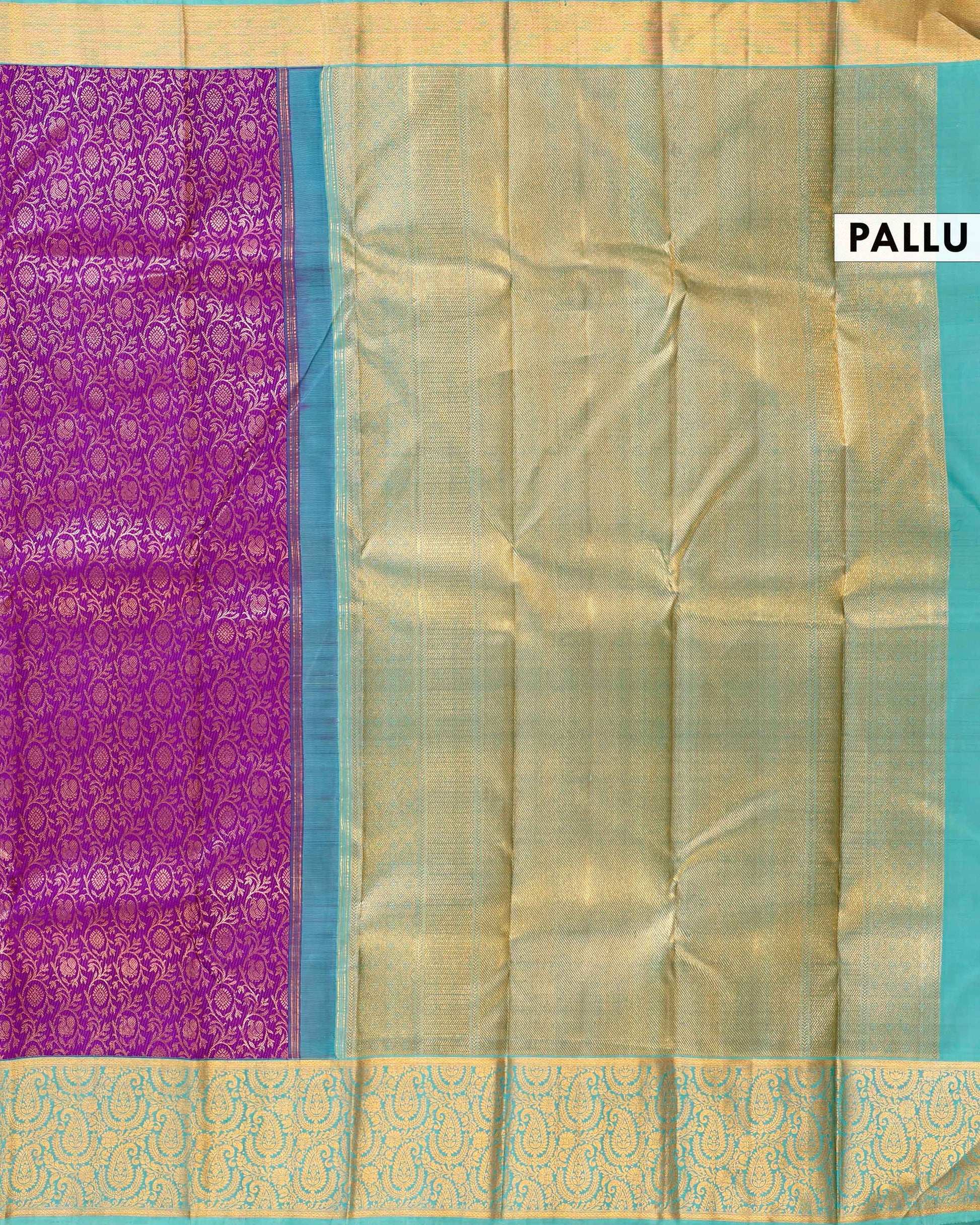 Kanchipuram Pure Silk Saree with Intricate Zari Weaves and Traditional Motifs - Pallu