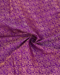 Kanchipuram Pure Silk Saree with Intricate Zari Weaves and Traditional Motifs - Purple-Close Up