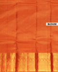 Elegant Kanchipuram Pure Silk Saree with Rich Zari Woven Border and Traditional Temple Motifs - Orange-Blouse
