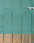 Kanchipuram Pure Silk Saree with Traditional Zari Border & Contrast Pallu - Green-Blouse