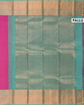 Kanchipuram Pure Silk Saree with Traditional Zari Border & Contrast Pallu - Green-Pallu