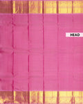 Elegant Kanchipuram Pure Silk Saree with Traditional Zari Border and Intricate Temple Motifs - Pink-Head