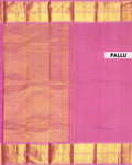 Elegant Kanchipuram Pure Silk Saree with Traditional Zari Border and Intricate Temple Motifs - Pink-Pallu