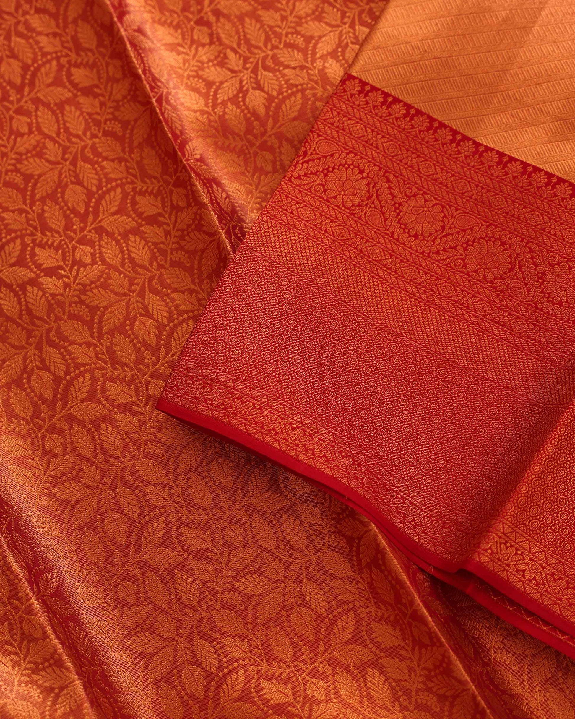 Kanchipuram Tissue Saree with Exquisite Zari Weave and Traditional Motifs -Close Up