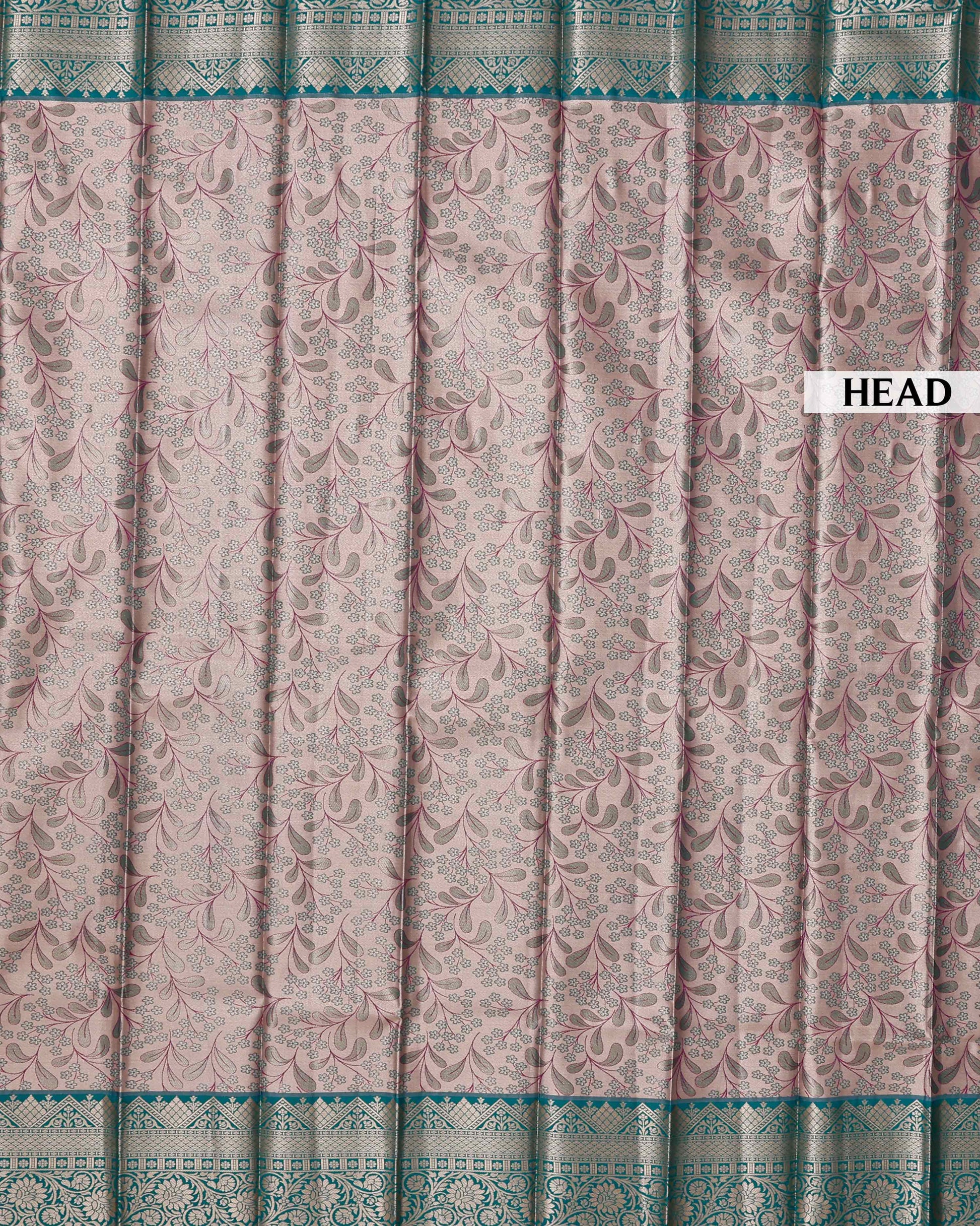 Kanchipuram Tissue Saree with Intricate Zari Weave & Floral Motifs - Multi-Head