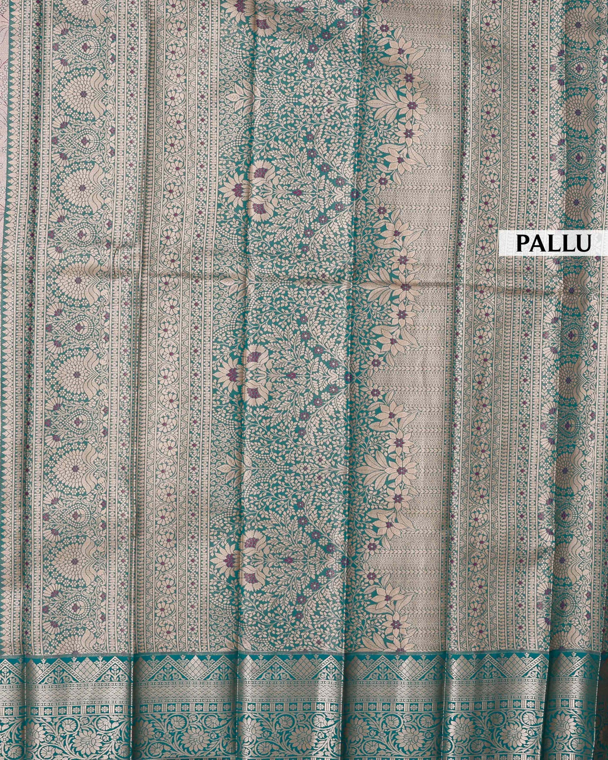 Kanchipuram Tissue Saree with Intricate Zari Weave & Floral Motifs - Multi-Pallu