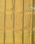 Kanchipuram Tissue Saree with Intricate Zari Weave and Traditional Motifs - Yellow-Blouse