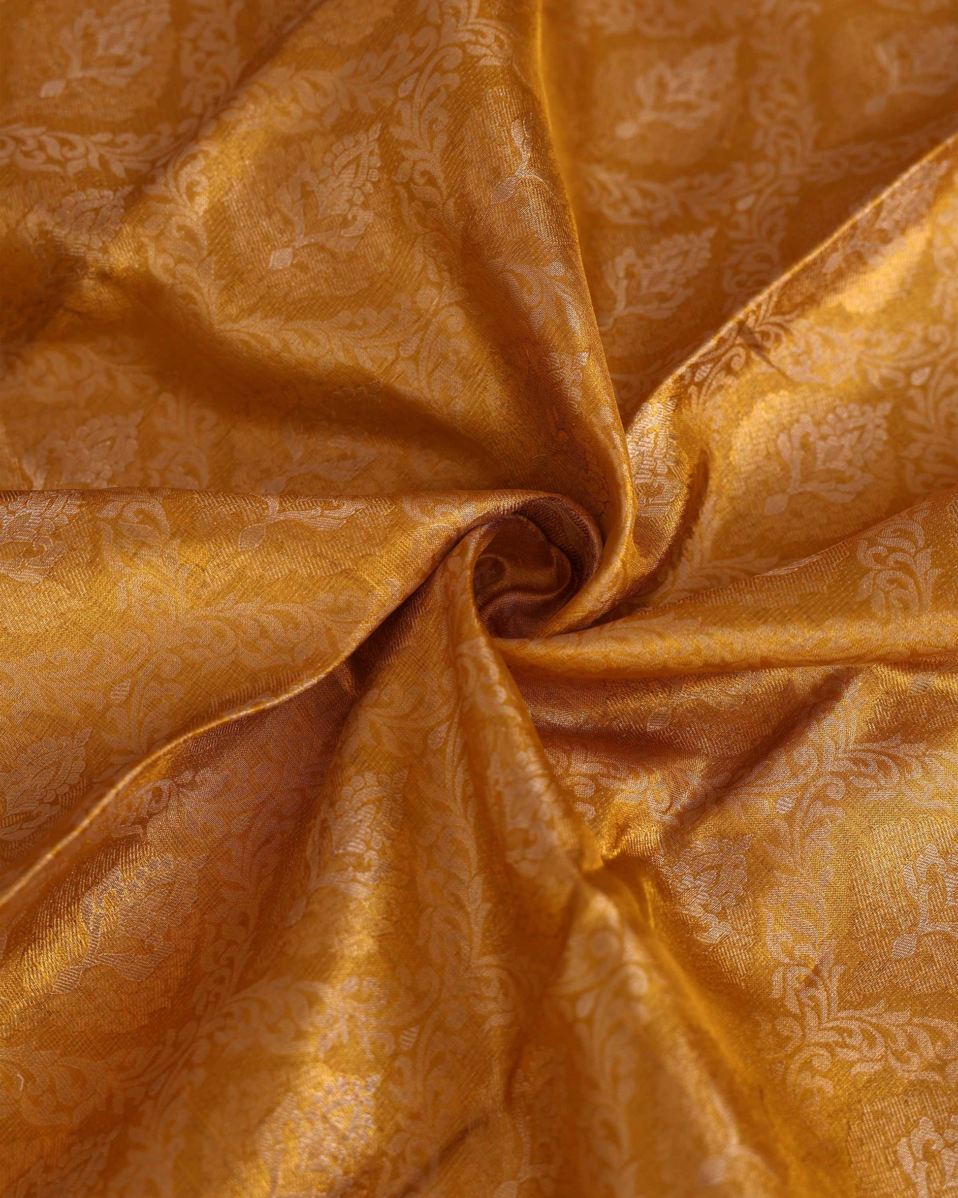 Kanchipuram Tissue Saree with Intricate Zari Weave and Traditional Motifs - Yellow-Close Up