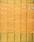 Kanchipuram Tissue Saree with Intricate Zari Weave and Traditional Motifs - Yellow-Head