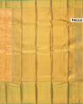 Kanchipuram Tissue Saree with Intricate Zari Weave and Traditional Motifs - Yellow-Pallu