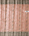 Kanchipuram Tissue Saree with Intricate Zari Woven Floral Brocade and Contrast Border - Multi-Head