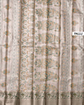 Kanchipuram Tissue Saree with Intricate Zari Woven Floral Brocade and Contrast Border - Multi-Pallu