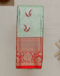 Kanchipuram Tissue Saree with Traditional Zari Weave and Floral Motifs - Green