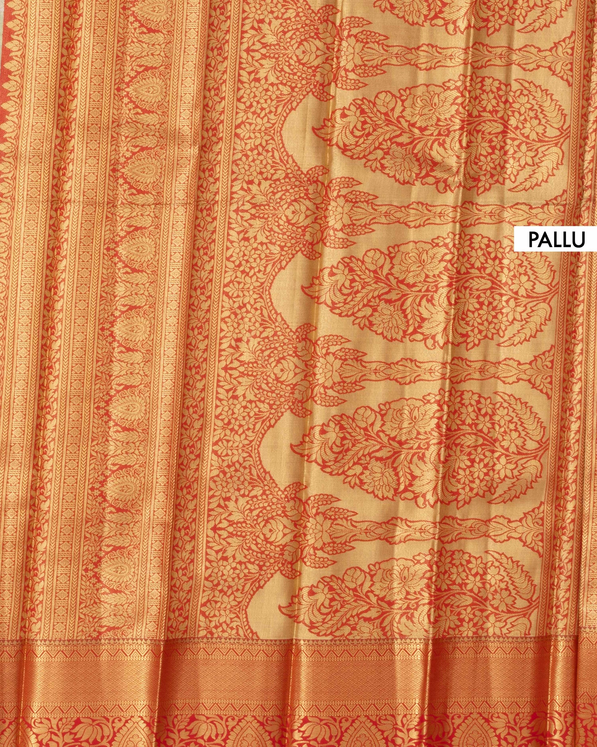 Kanchipuram Tissue Saree with Traditional Zari Weave and Floral Motifs - Pallu