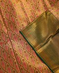 Kanchipuram Tissue Silk Brocade Saree with Intricate Zari Work and Traditional Motifs - Multi-Close Up
