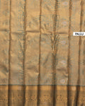 Kanchipuram Tissue Silk Saree with Floral Brocade Weaving and Grand Contrast Zari Border - Pallu