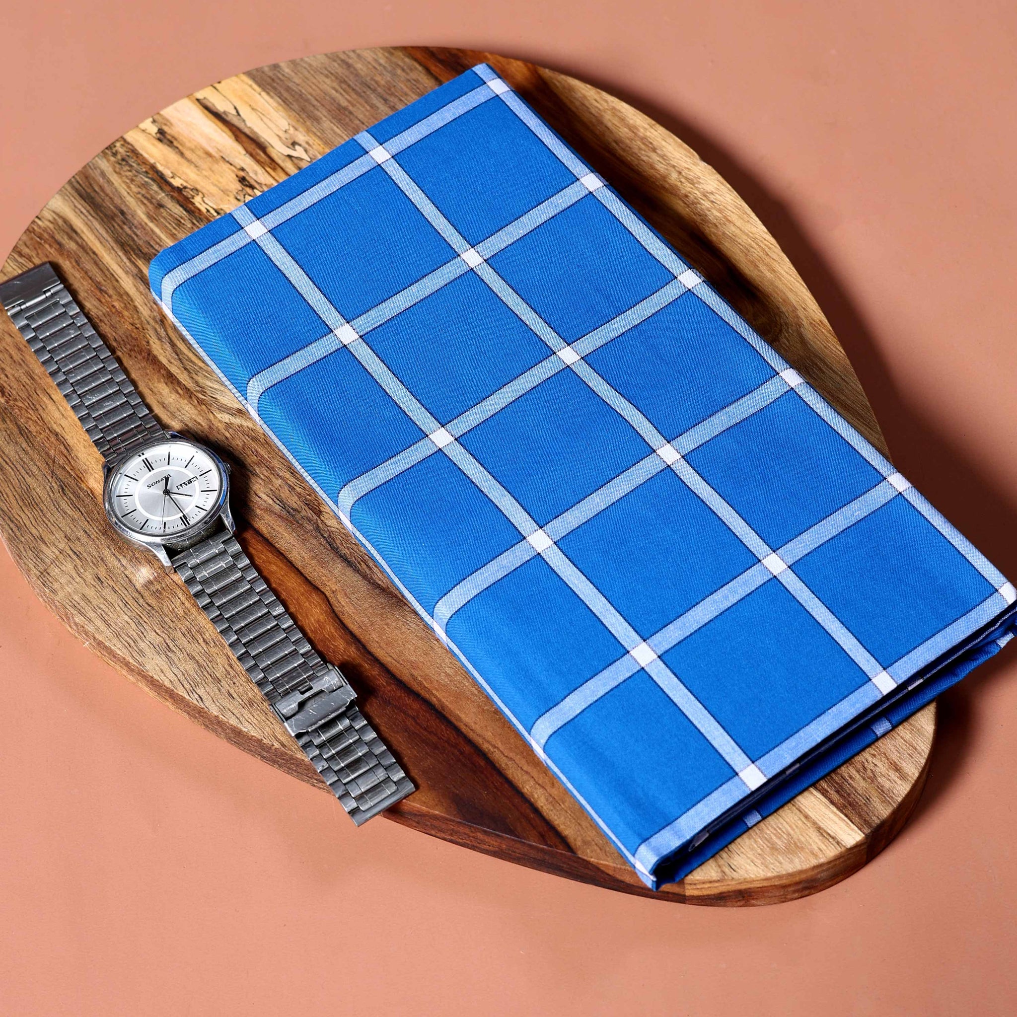 Kibs Brand Men's Premium Cotton Checked Lungi Stitched - Blue