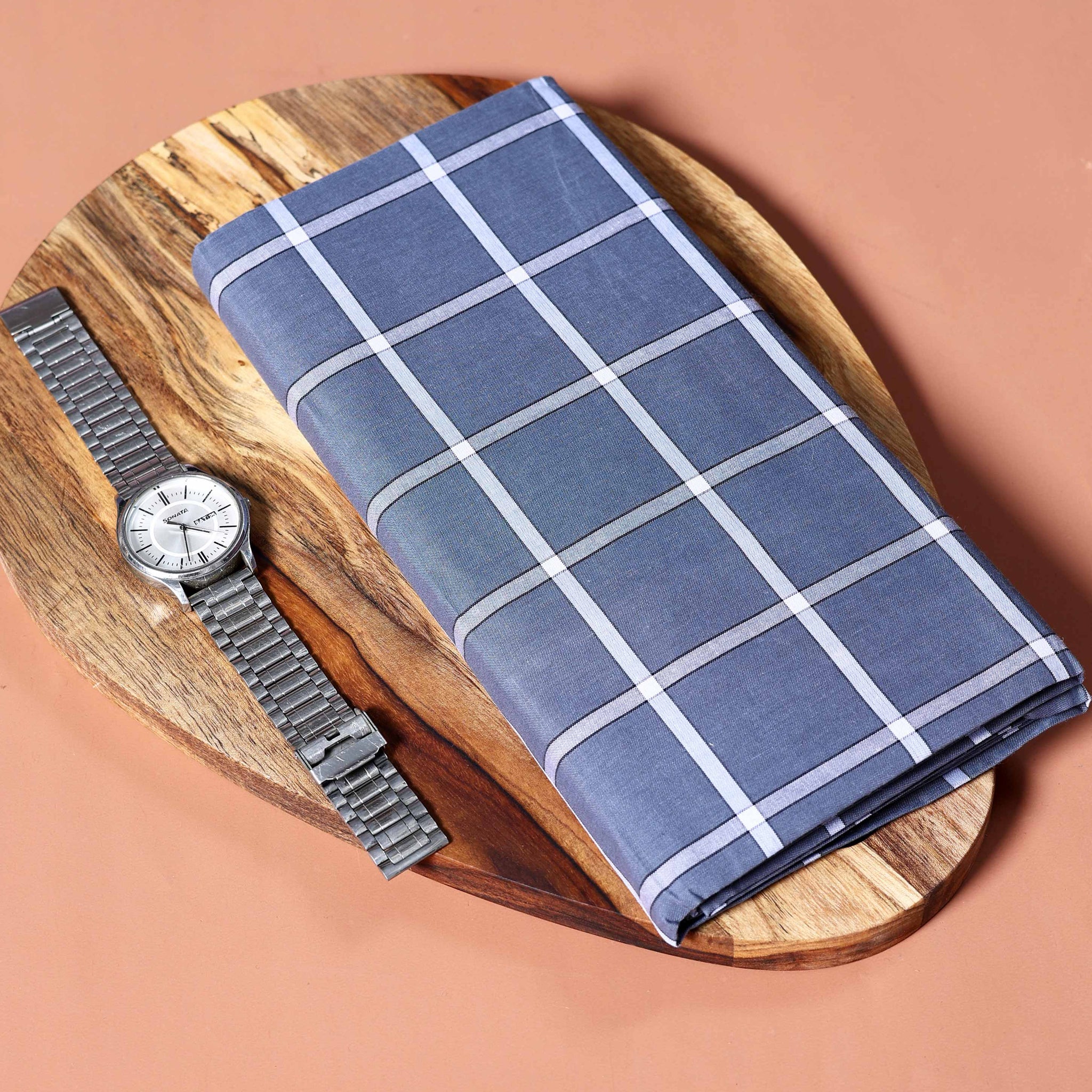 Kibs Brand Men's Premium Cotton Checked Lungi Stitched - Dark Blue