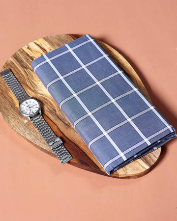 Kibs Brand Men's Premium Cotton Checked Lungi Stitched - Dark Blue