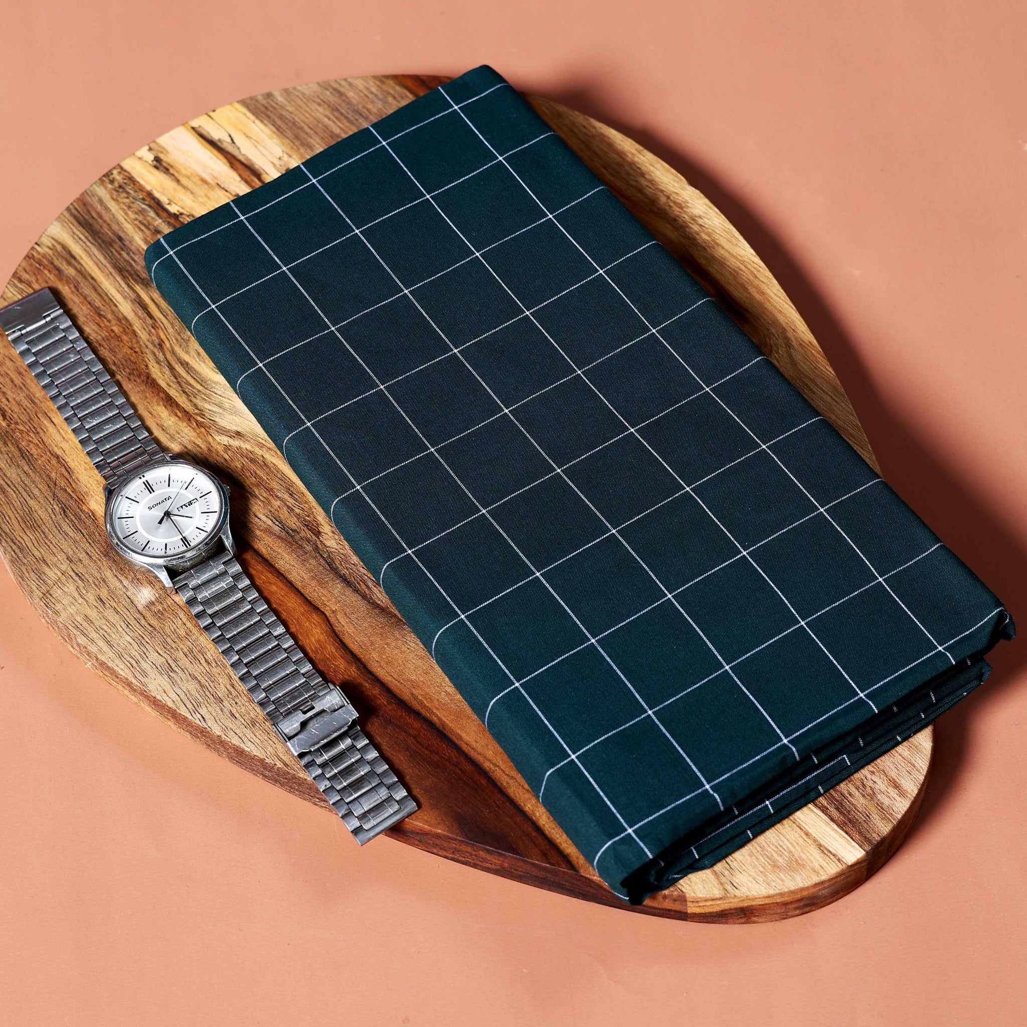 Kibs Brand Men's Premium Cotton Checked Lungi Stitched - Dark Green