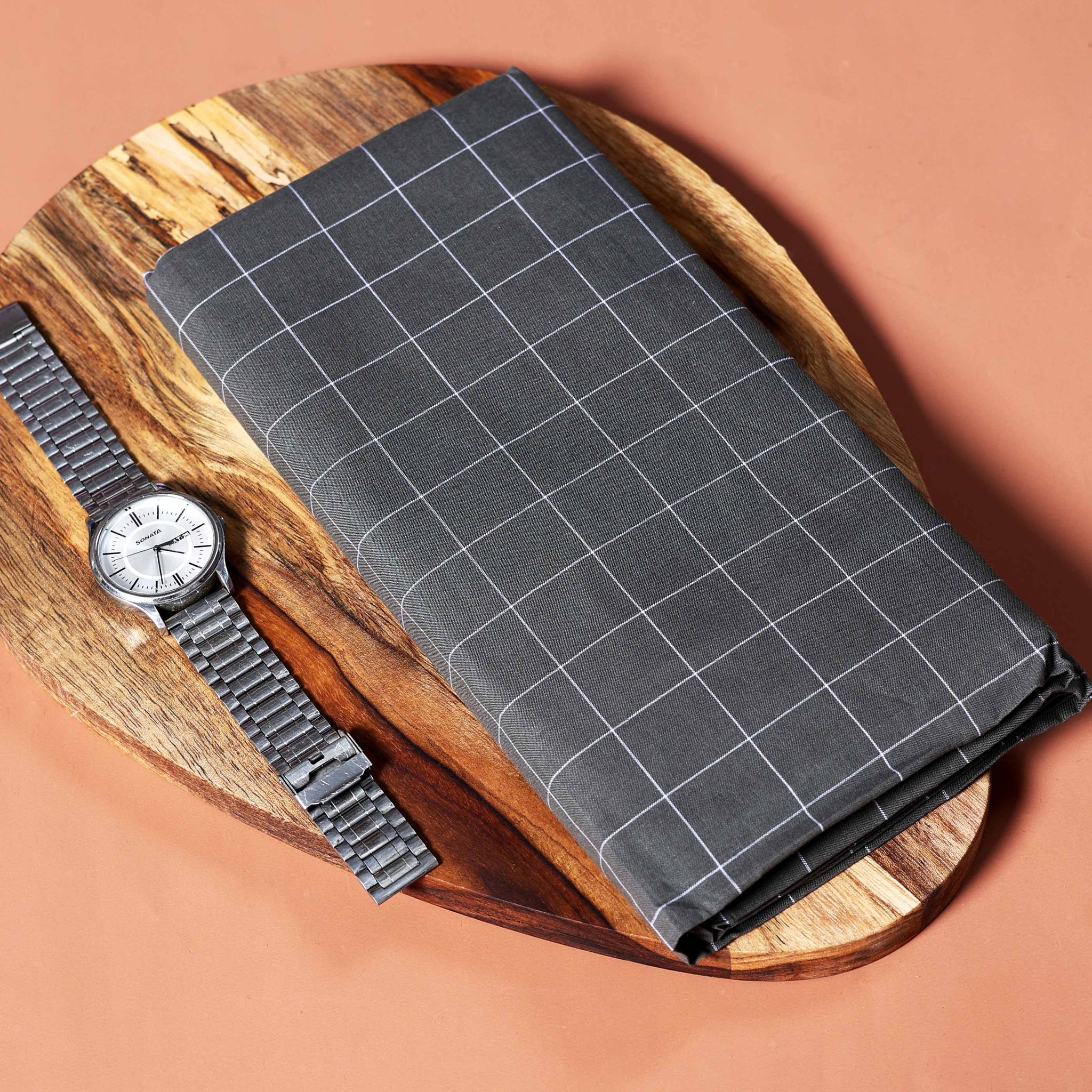 Kibs Brand Men's Premium Cotton Checked Lungi Stitched - Dark Grey