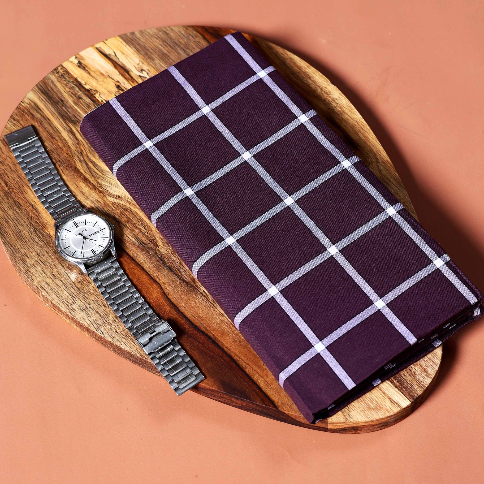 Kibs Brand Men's Premium Cotton Checked  Lungi Stitched -  Purple