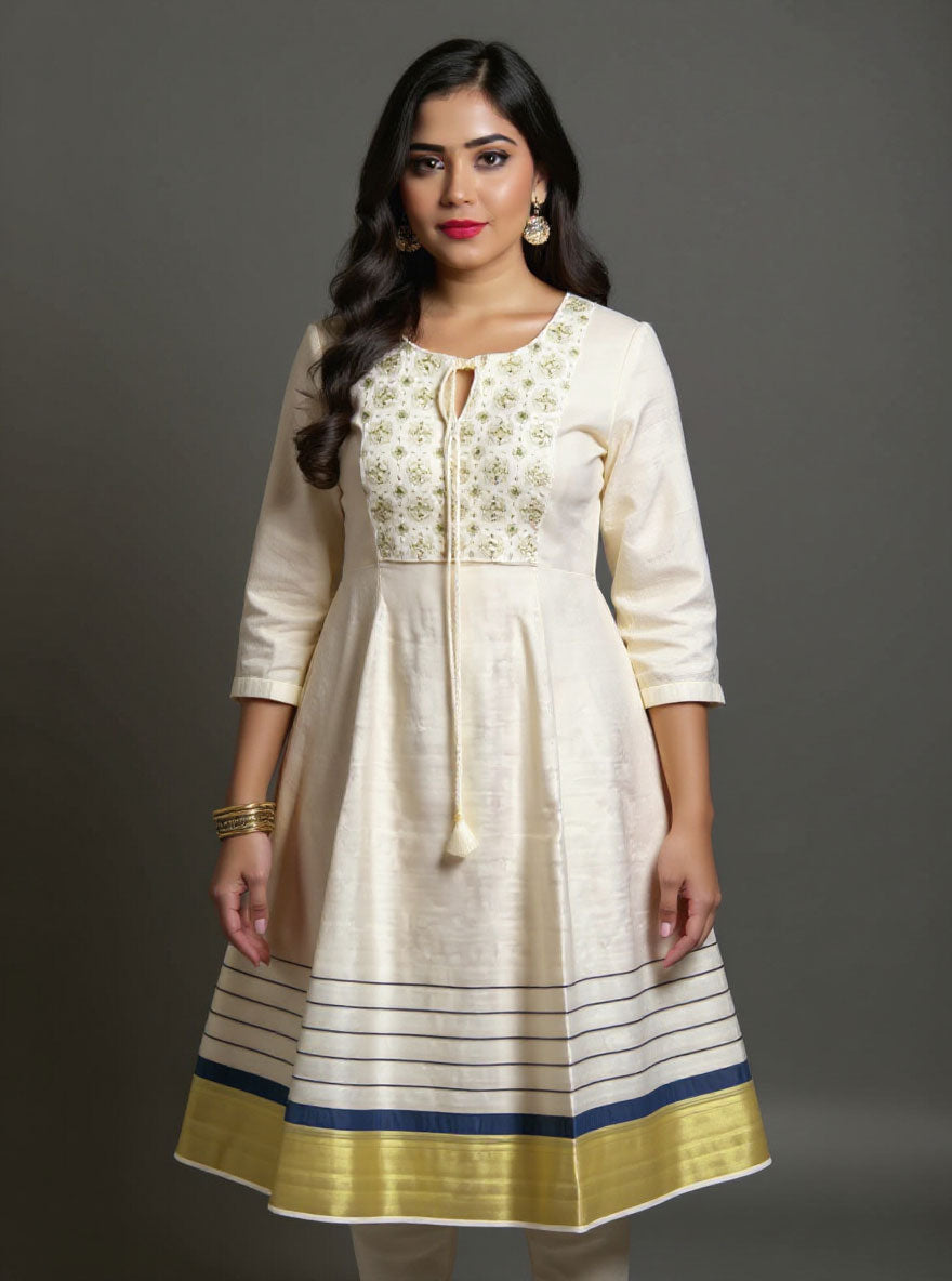 Elegance Traditional Kasavu-Inspired  Kurta - Gold