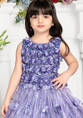 Buy Lavender Colour Embellished Sequel Work Frock