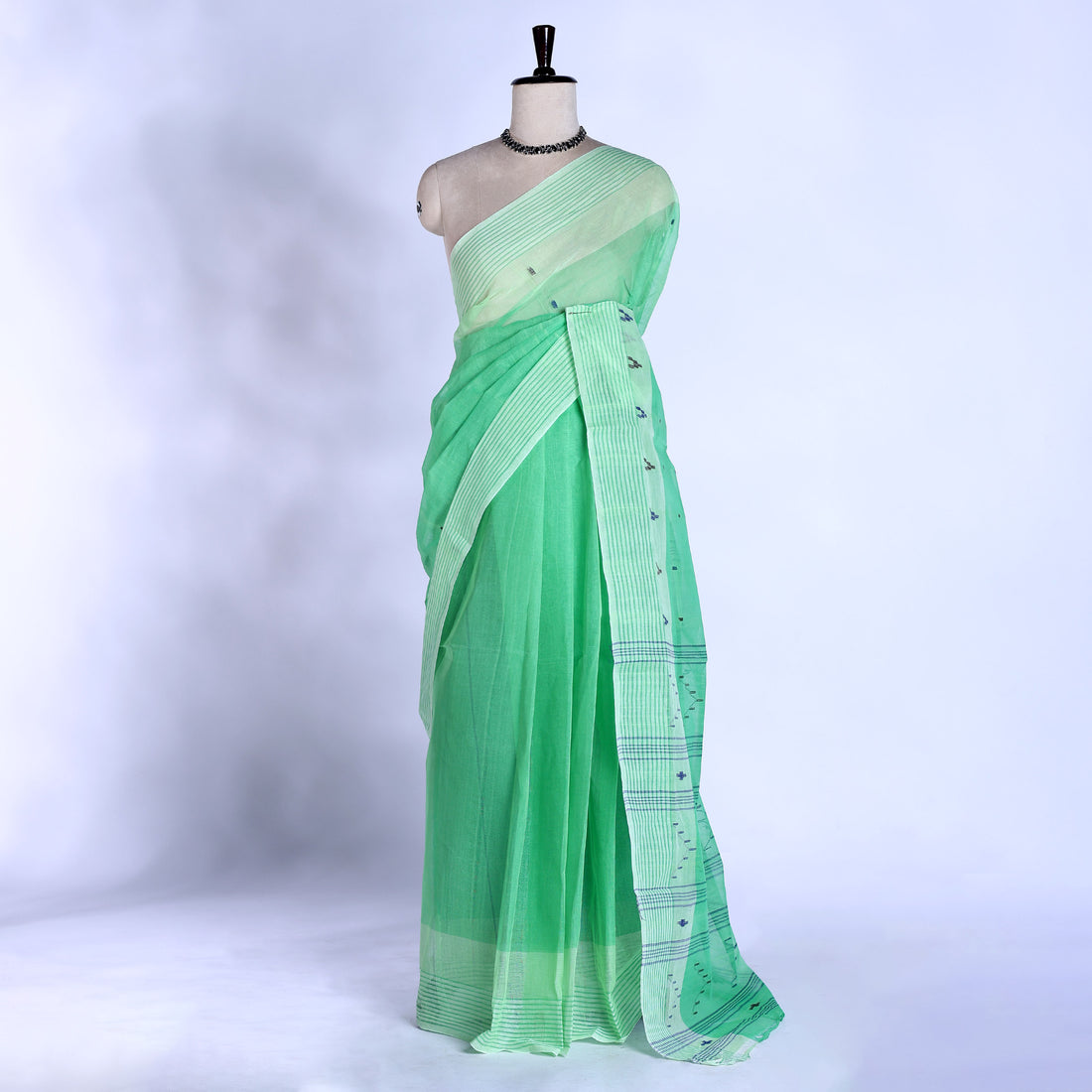 Light Green Bengal Cotton Saree For Women | Daily Office Wear Summer Collection | Jeyachandran - Full View