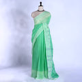 Light Green Bengal Cotton Saree For Women | Daily Office Wear Summer Collection | Jeyachandran - Full View