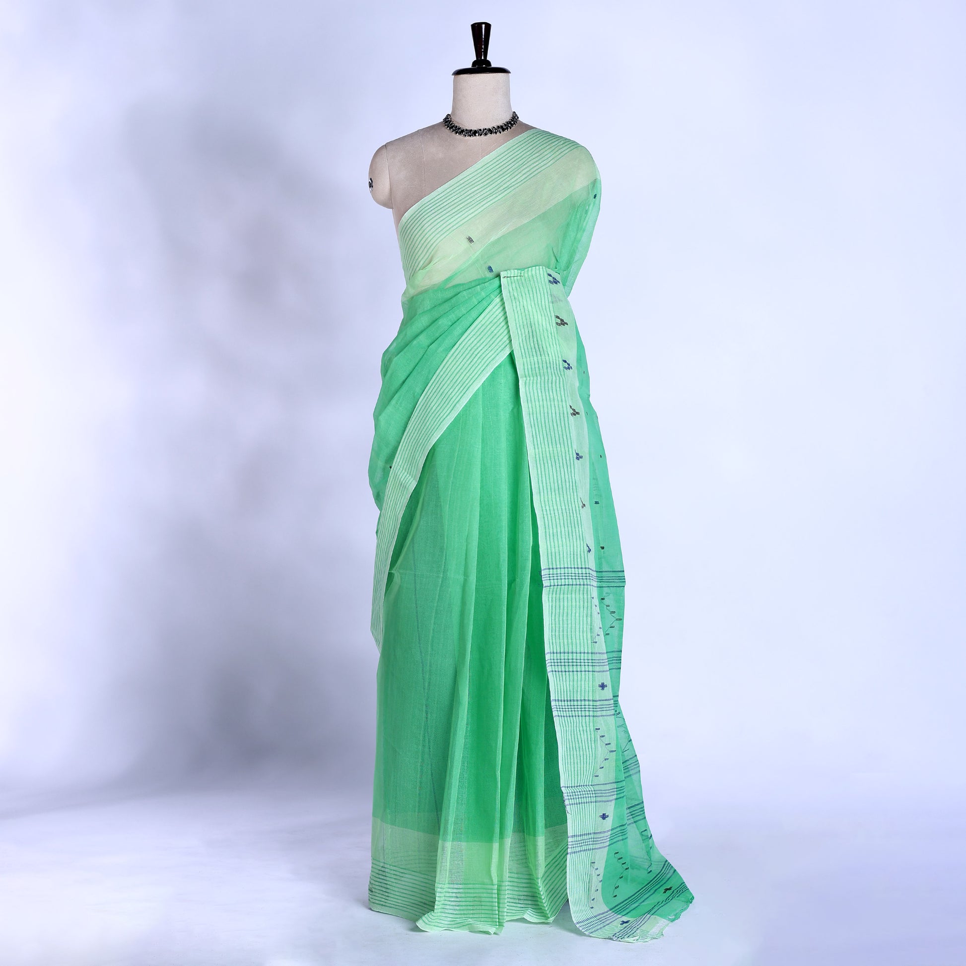 Light Green Bengal Cotton Saree For Women | Daily Office Wear Summer Collection | Jeyachandran - Full View