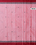 Lightweight Kovai Cotton Saree with Classic Floral Weave and Contrast Finish - Pink