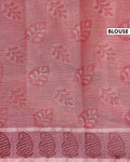 Lightweight Kovai Cotton Saree with Elegant Leaf Pattern and Contrast Border Weave - Onion Pink