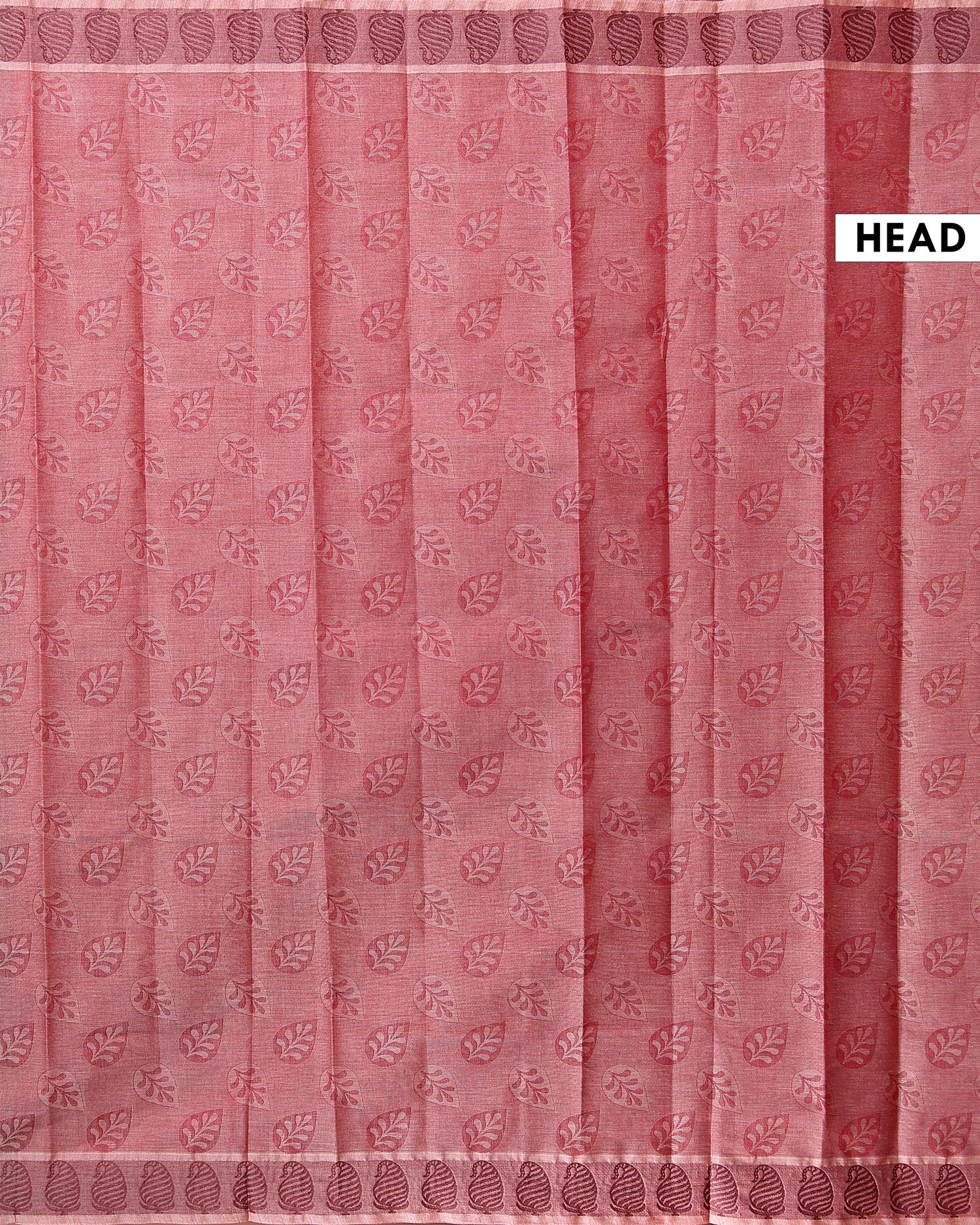Lightweight Kovai Cotton Saree with Elegant Leaf Pattern and Contrast Border Weave - Onion Pink