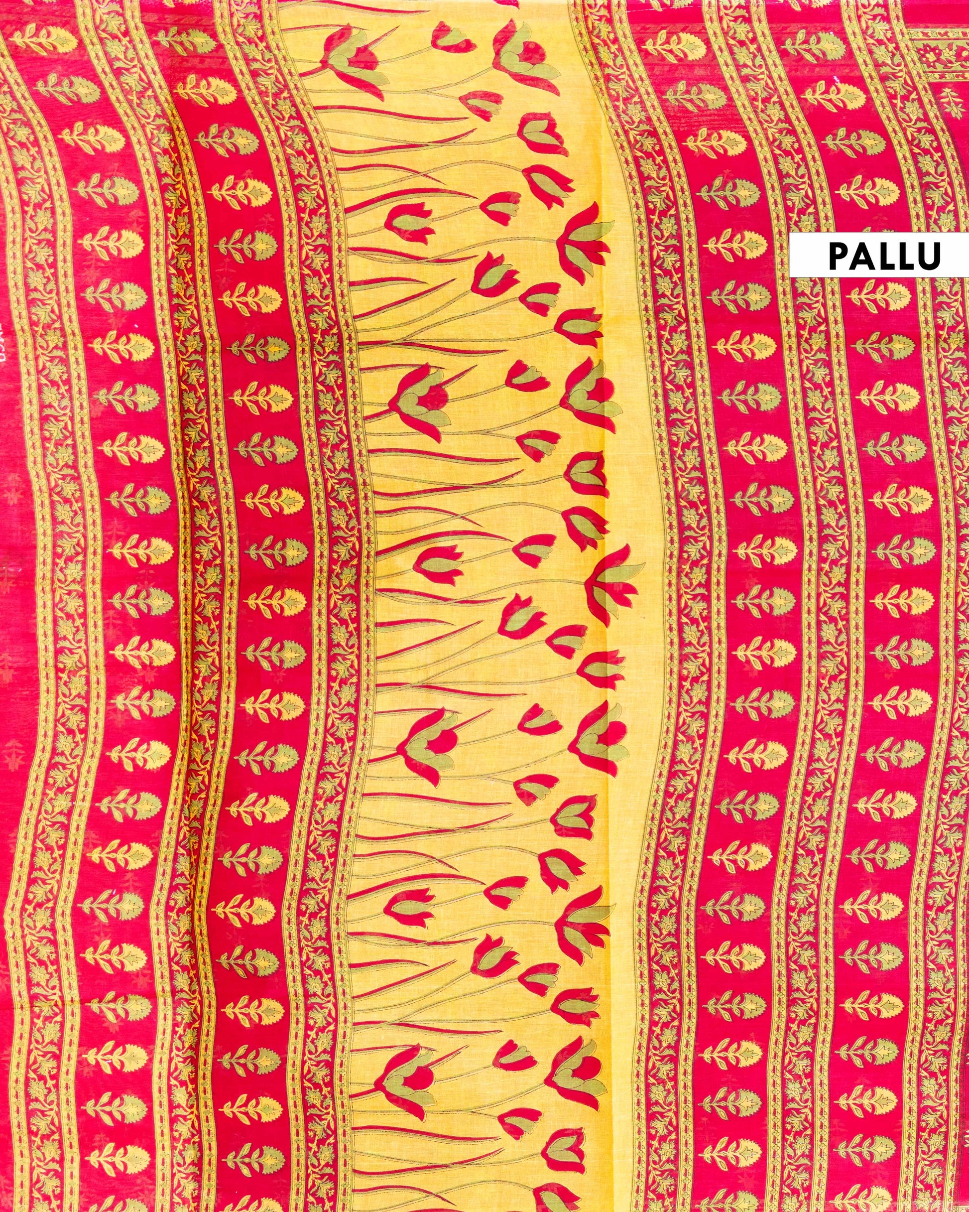 Lightweight Voile Cotton Saree with Contrast Woven Border and All-Over Motifs - Dark Pink