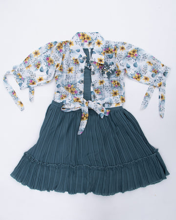 Grey Colour Girls Western Wear Set