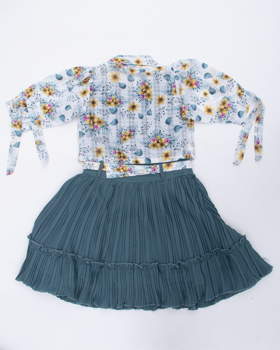 Grey Colour Girls Western Wear Set