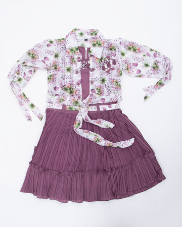 Onion Pink Colour Girls Western Wear Set