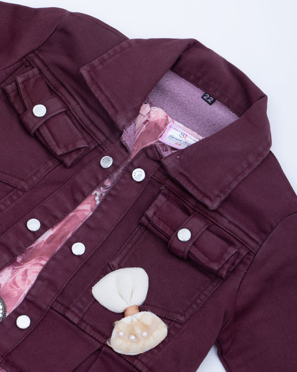 Maroon Colour Girls Western Wear Set