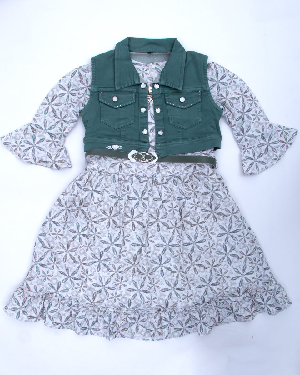 Pale Green Colour Girls Western Wear Set