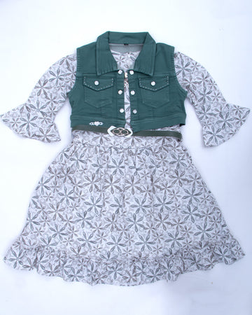 Pale Green Colour Girls Western Wear Set