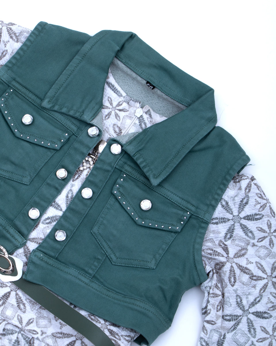 Pale Green Colour Girls Western Wear Set
