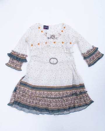 White & Grey Colour Girls Western Wear Set