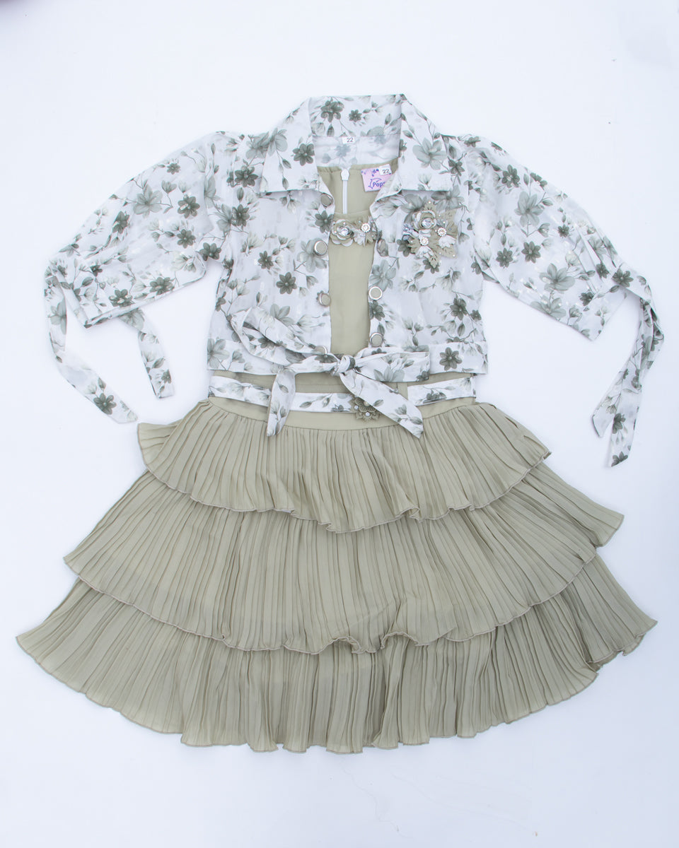 Olive Green Colour Girls Western Wear Set